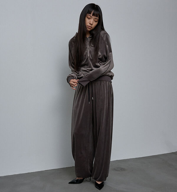 NOMINE「【セットアップ】ベロアハーフジップ フーディー パーカー」|パーカー|