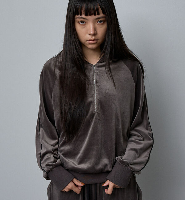NOMINE「【セットアップ】ベロアハーフジップ フーディー パーカー」|パーカー|
