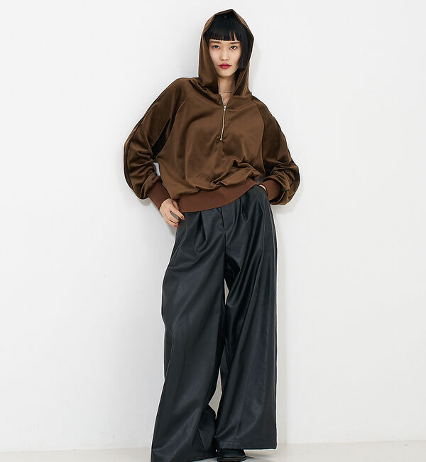 NOMINE「【セットアップ】ベロアハーフジップ フーディー パーカー」|パーカー|