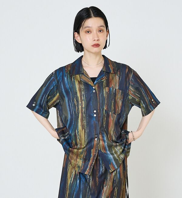 NOMINE「【セットアップ対応】ペイント柄 開襟シャツ」|シャツ・ブラウス|