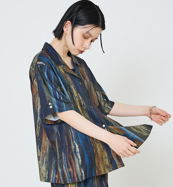 NOMINE「【セットアップ対応】ペイント柄 開襟シャツ」|シャツ・ブラウス|
