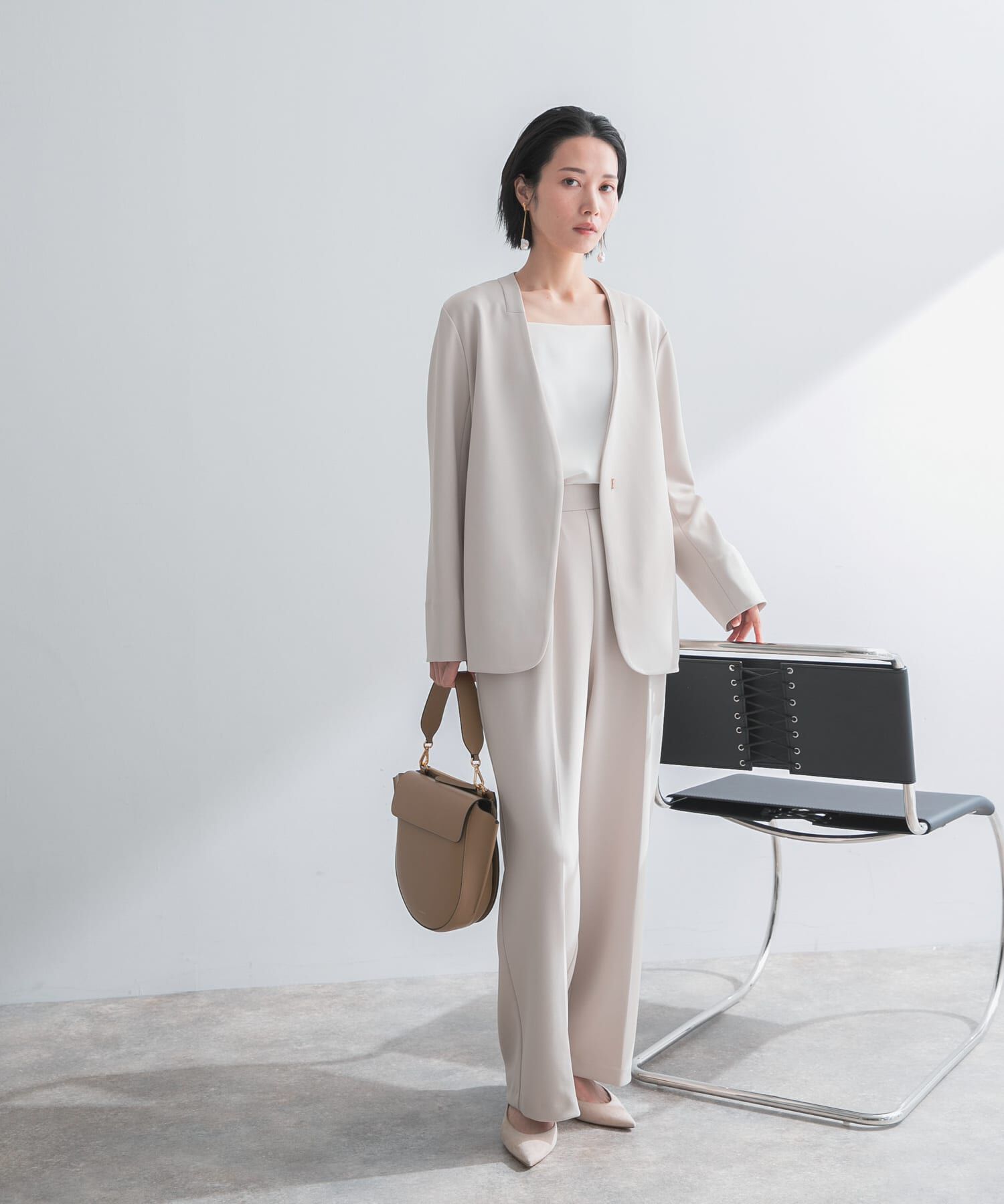 URBAN RESEARCH ROSSO「ストレッチツイルノーカラージャケット」|ノーカラージャケット|