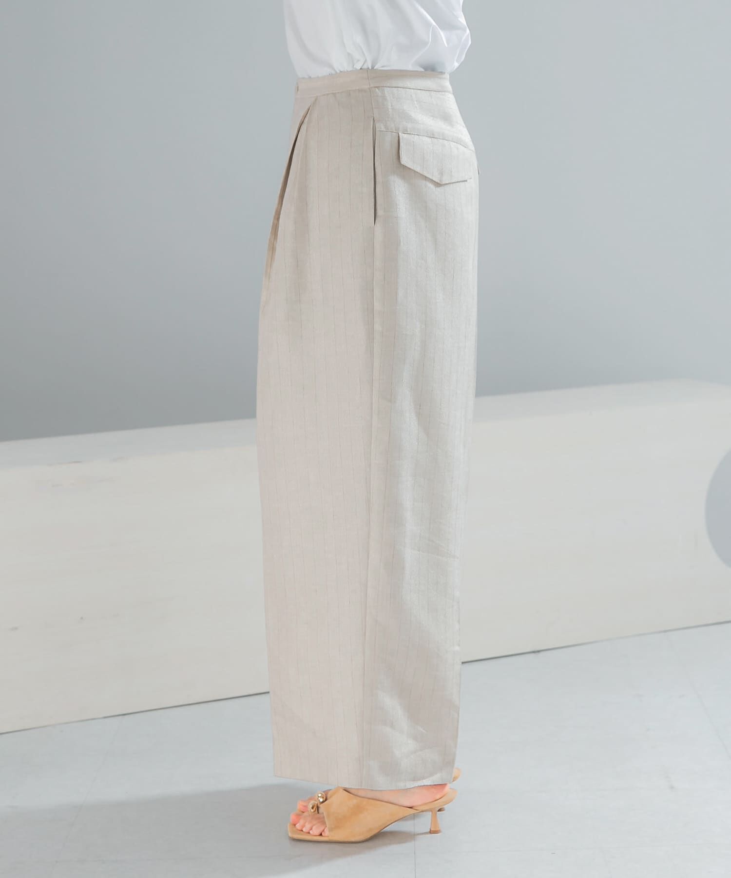 URBAN RESEARCH ROSSO「ラメリネンストライプワイドパンツ」|その他|