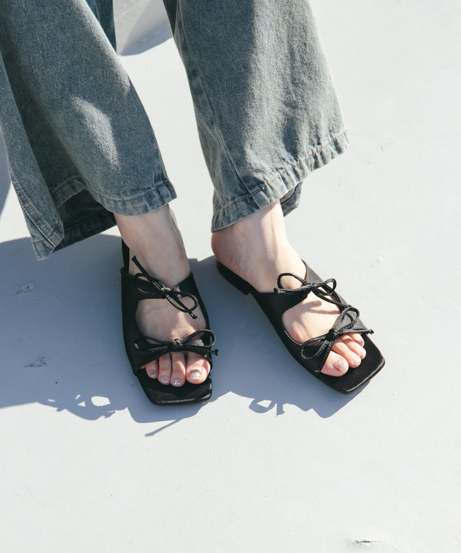  「サテンリボンミュール」|サンダル|