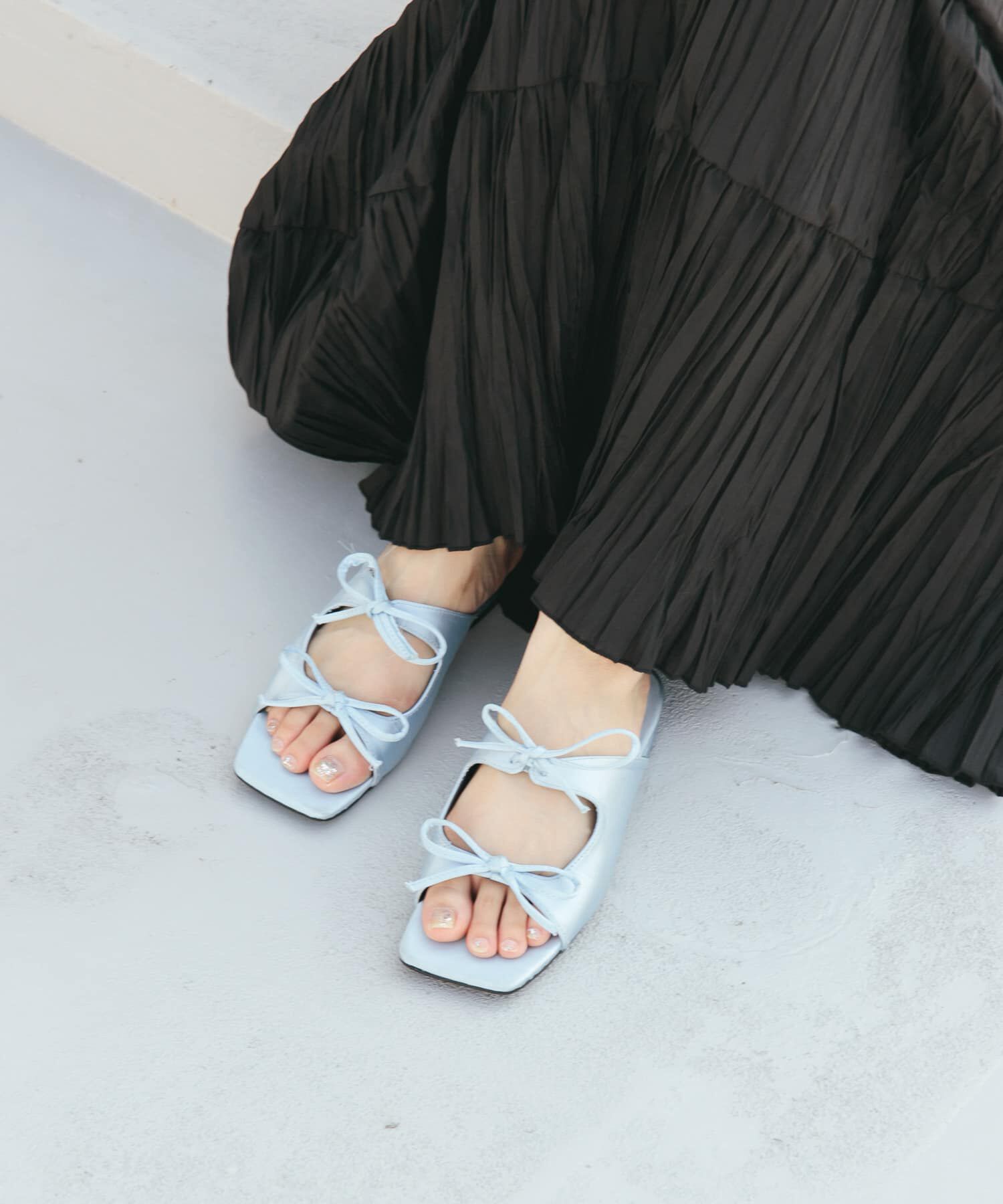  「サテンリボンミュール」|サンダル|