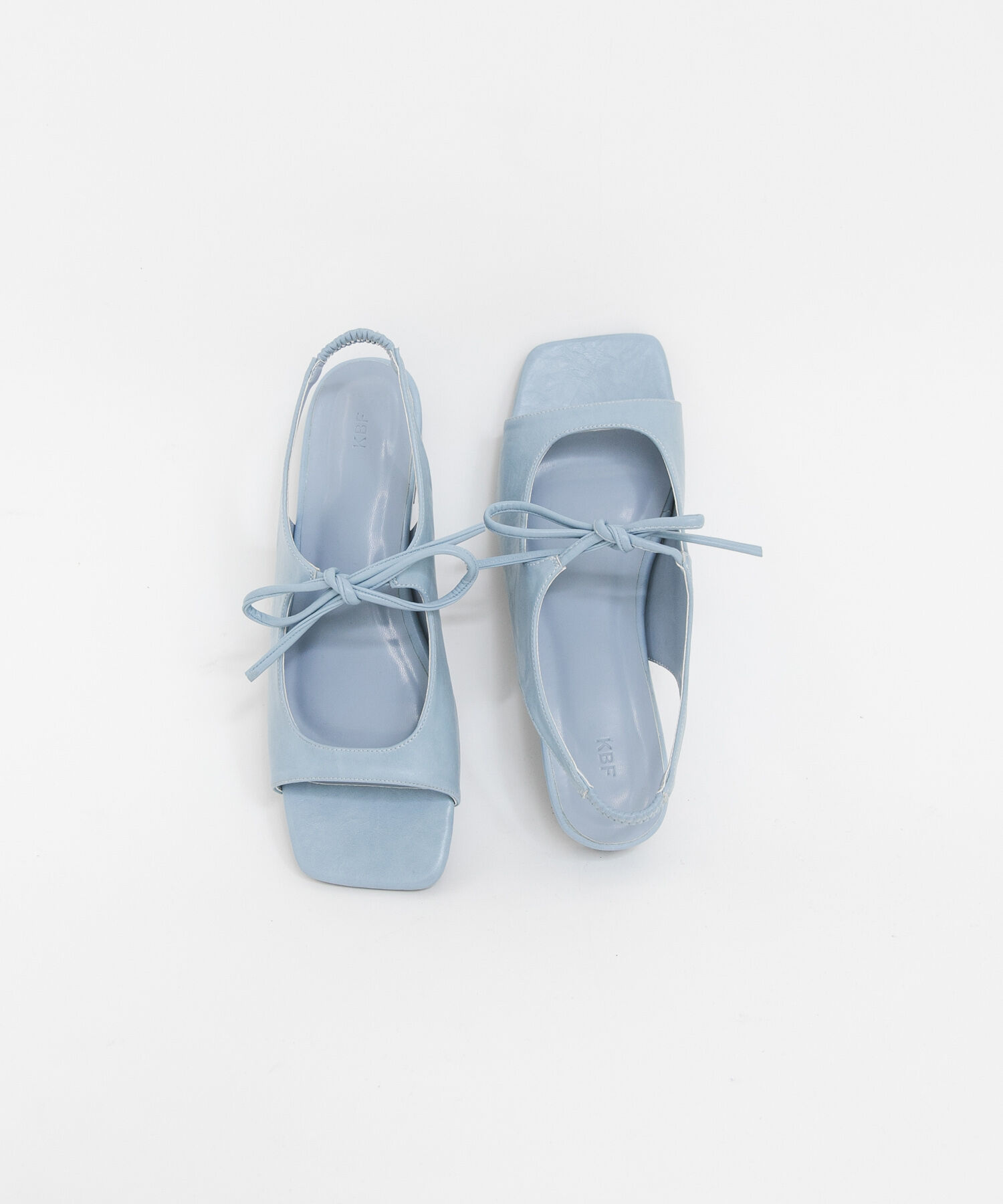  「スクエアトゥリボンコンビサンダル」|サンダル|ブルー