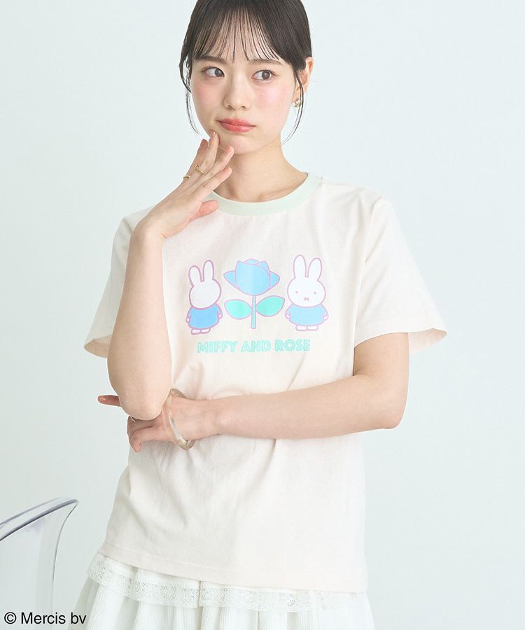 earth music&ecology「miffy/earth Rose ringer Tee」|Tシャツ・カットソー|Cream