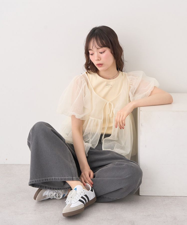 earth music&ecology「SET2点チュールバルーンブラウス＋ロゴタンク」|シャツ・ブラウス|