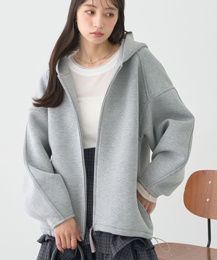 earth music&ecology「ダンボールニットフーディーブルゾン」|ブルゾン・スタジャン|Gray Mixture