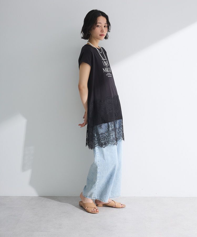 Green Parks「フレンチスリーブ裾レースロゴチュニック」|チュニック|