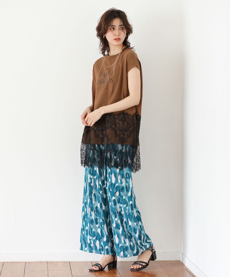 Green Parks「フレンチスリーブ裾レースロゴチュニック」|チュニック|