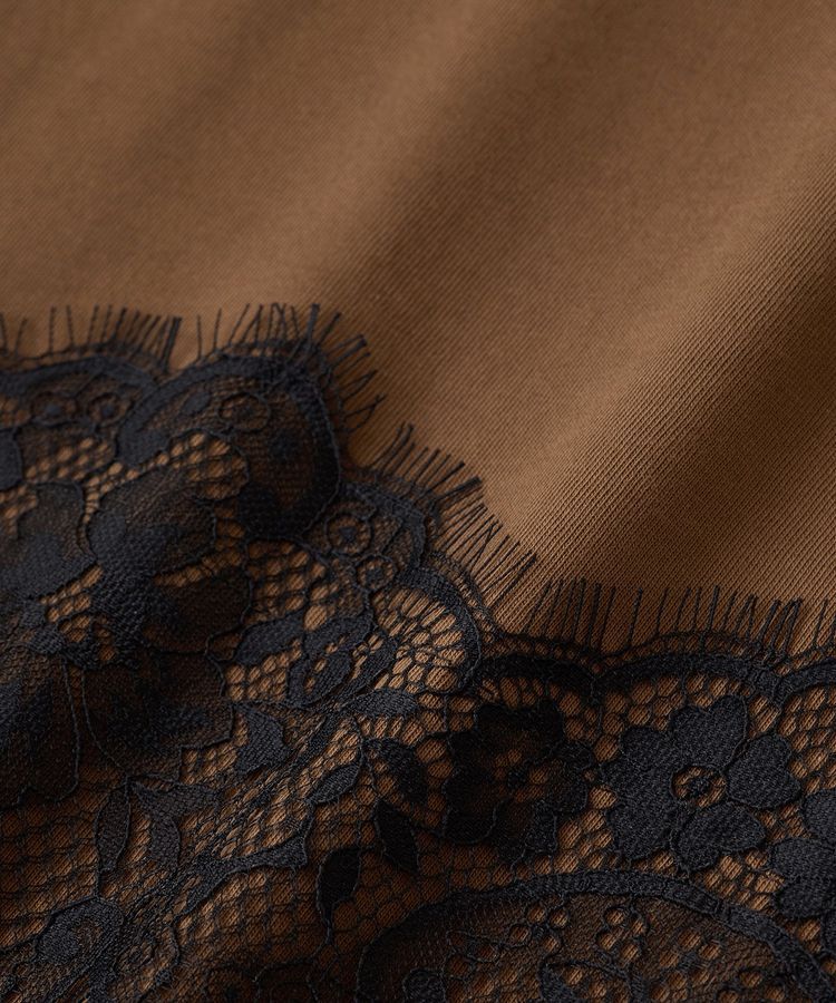 Green Parks「フレンチスリーブ裾レースロゴチュニック」|チュニック|