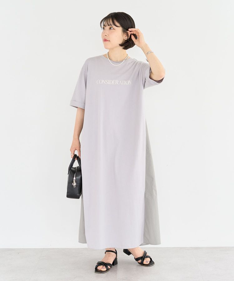 Green Parks「ナイロンドッキングロゴワンピース」|ワンピース|Gray