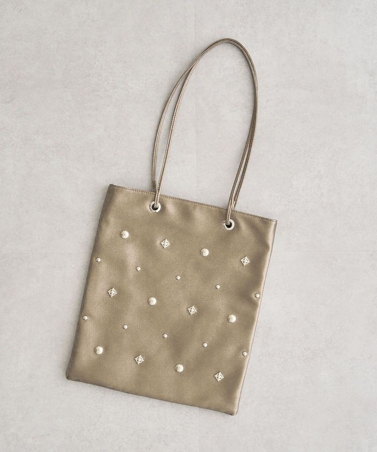armonia「andmikka.スタッズ付A4トートバッグ」|トートバッグ|Brown