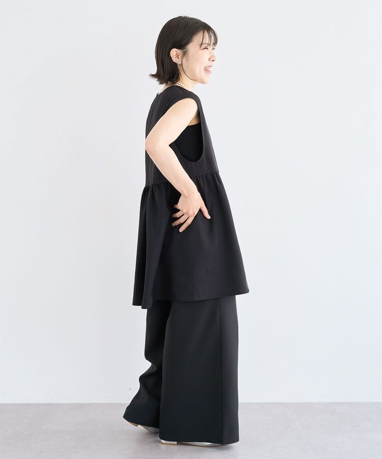 Green Parks「麻調ミディ丈ZIPベスト」|ベスト・ジレ|