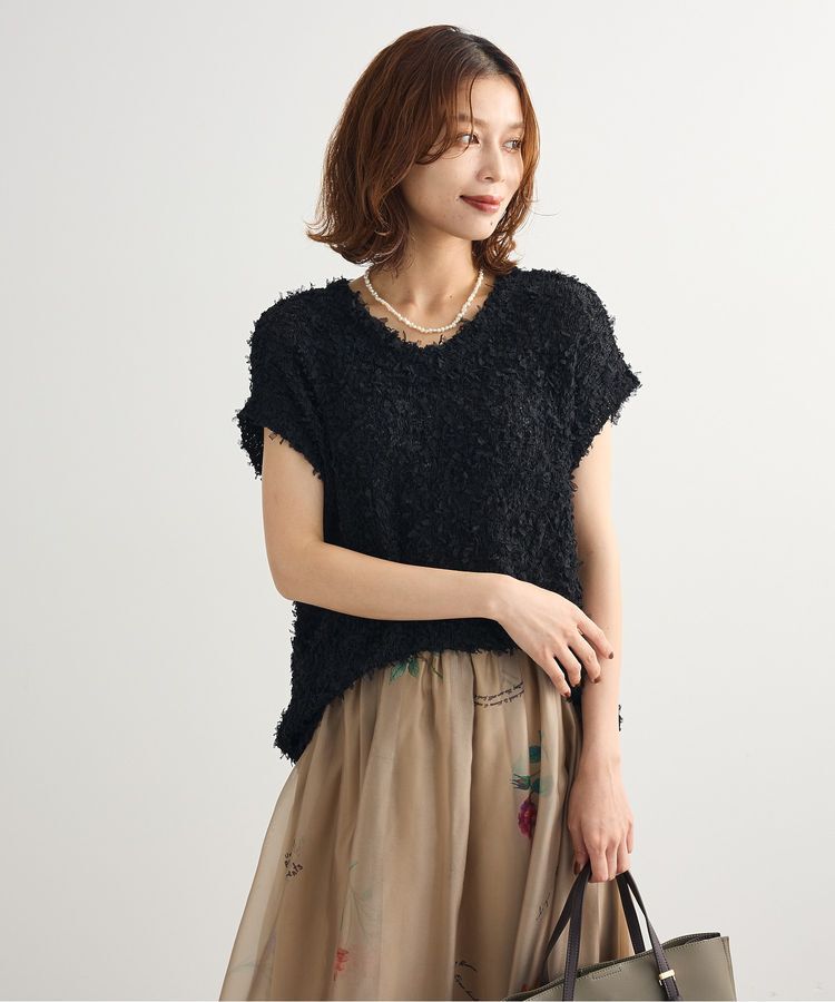 Green Parks「・swing by チュールヤーンワイドプルオーバー」|ベスト・ジレ|Black