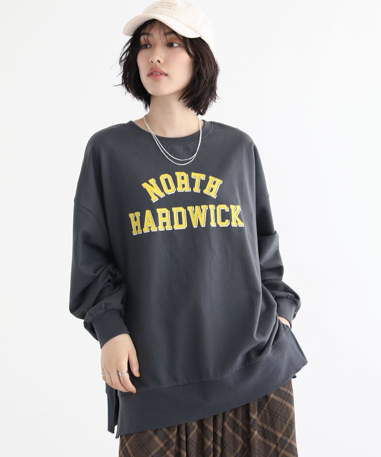 Green Parks「カレッジロゴ裏毛チュニック」|チュニック|Charcoal Gray