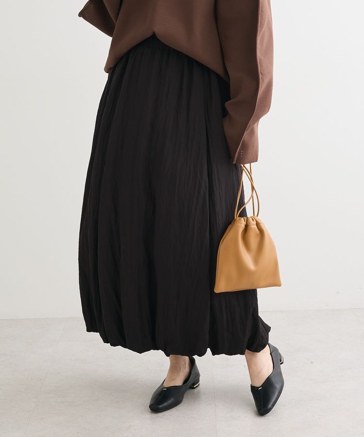 Green Parks「微光沢サテンバルーンスカート」|スカート|Black