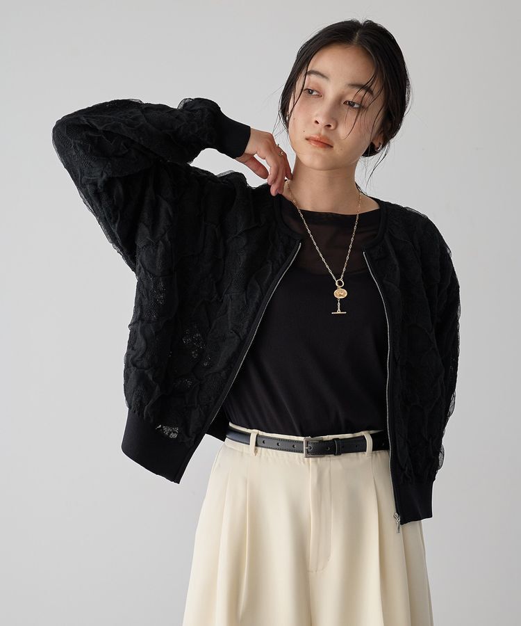 YECCA VECCA「ふくれジャガードニットブルゾン」|ブルゾン・スタジャン|