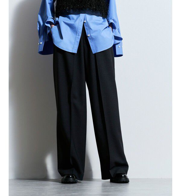 allureville「ギャバタックモダンワイドパンツ」|その他|チャコールグレー