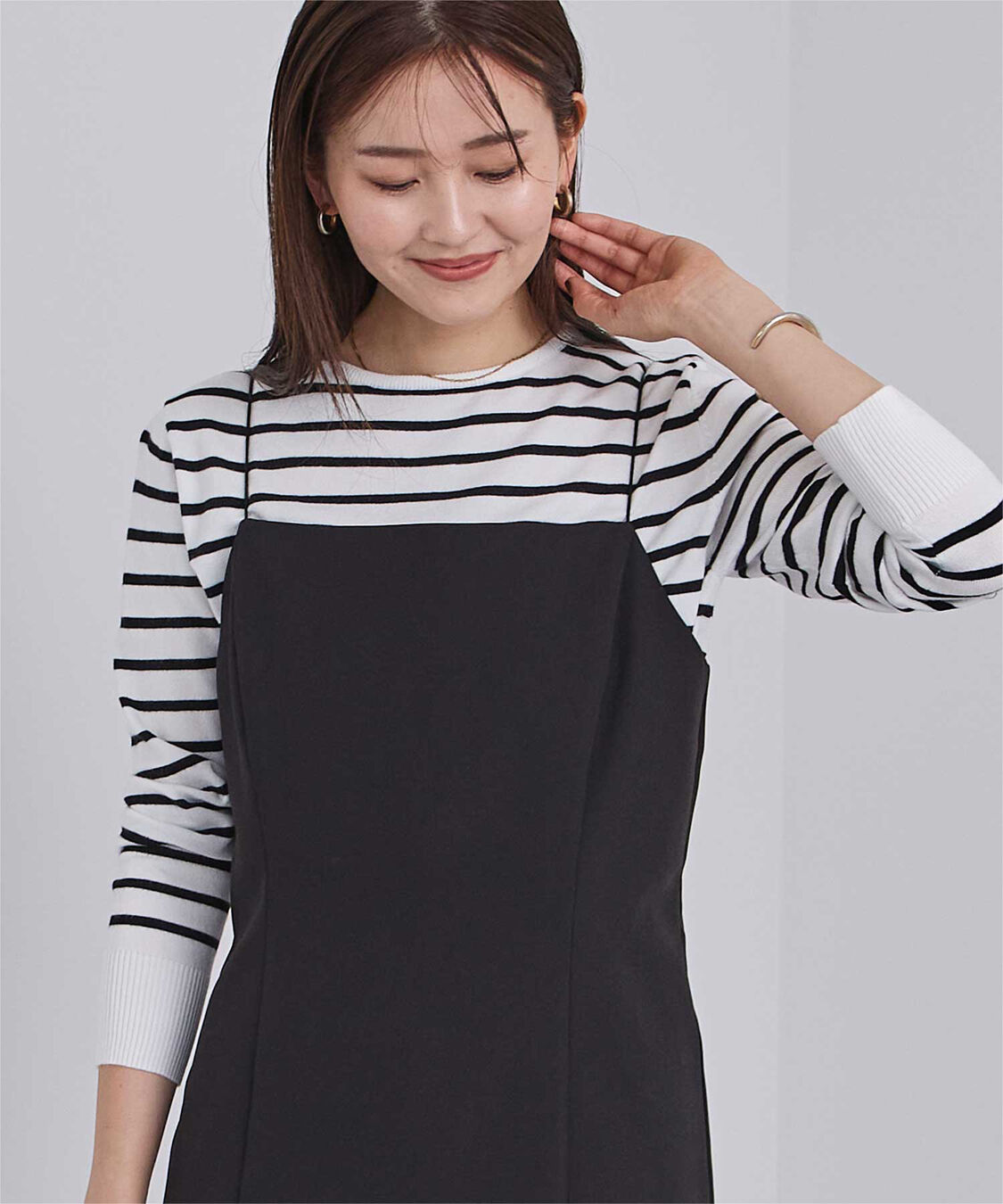 ur's「カシミヤタッチクルーネックニットトップス」|ニット・セーター|ホワイト/ブラック