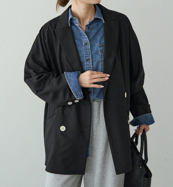  「【セットアップ対応】ダブルデザインストレッチテーラードジャケット」|テーラードジャケット|