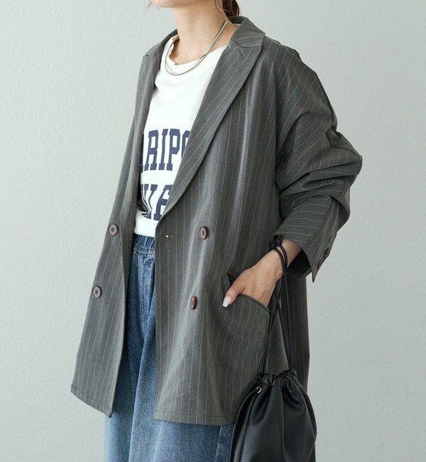  「【セットアップ対応】ダブルデザインストレッチテーラードジャケット」|テーラードジャケット|