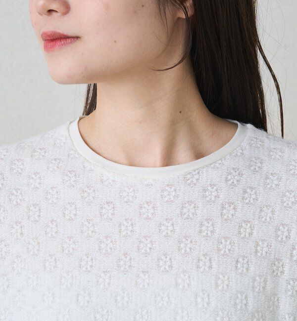  「シャギー花柄ストレッチジャガードプルオーバー」|プルオーバー|