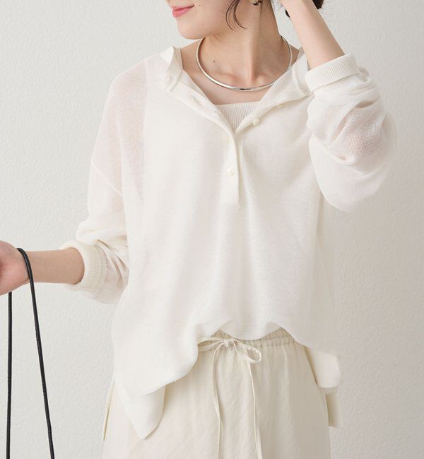  「透かし編みロゴジャガード2WAYプルオーバー」|ニット・セーター|