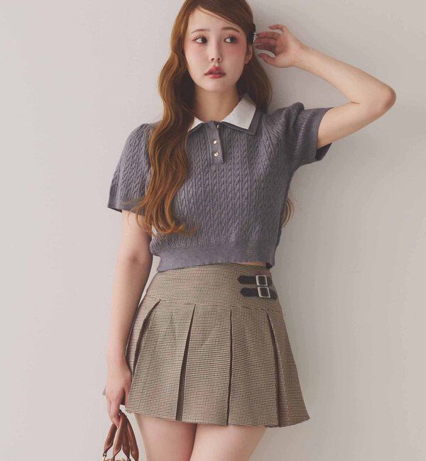  「サイドベルトプリーツスカート」|スカート|