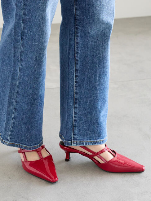 Te chichi「ポインテッドTストラップミュール《2025spring catalog item》」|パンプス|レッド