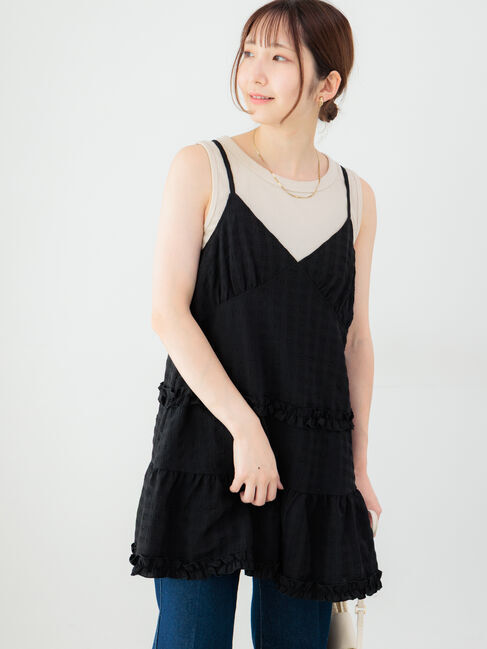 Te chichi TERRASSE「フクレジャガードキャミチュニック」|ワンピース|