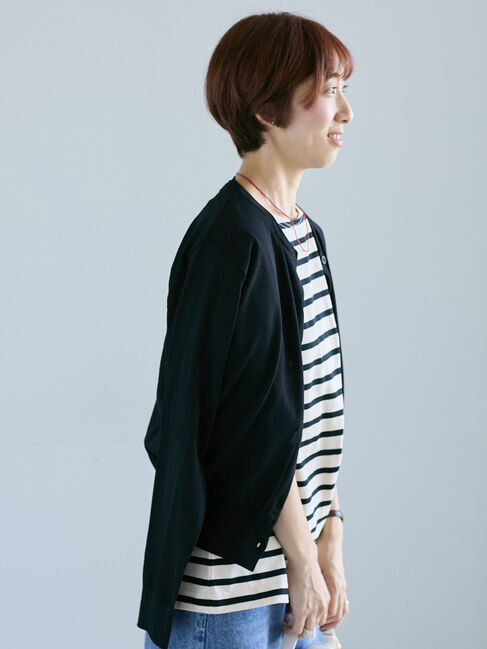 Lugnoncure「シルクタッチクルーカーディガン《2025autumn catalog item》」|カーディガン|ブラック