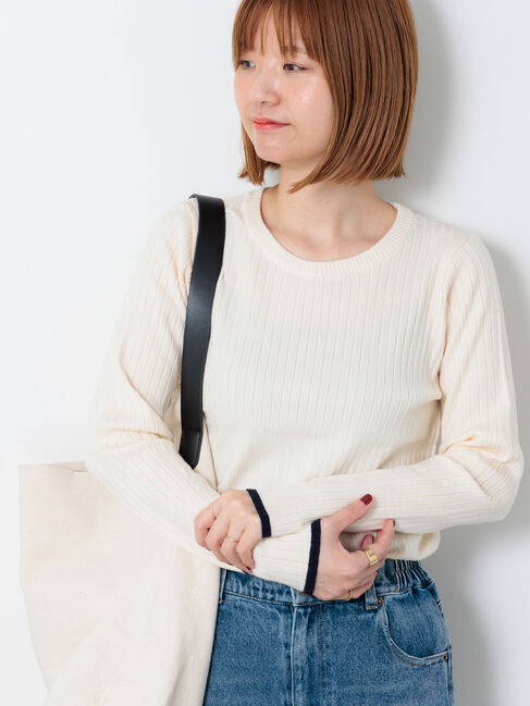 Lugnoncure「配色クルーネックリブニット」|ニット・セーター|