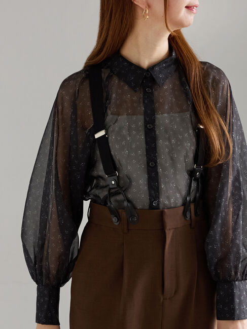 Te chichi「シアーフラワーボリュームスリーブブラウス」|シャツ・ブラウス|ブラック