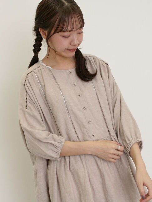 Samansa Mos2「はしごレースふんわりチュニック」|シャツ・ブラウス|