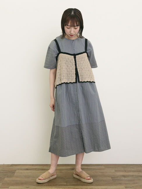 Samansa Mos2「【S/Mサイズ】オーバーレース切替ワンピース」|ワンピース|