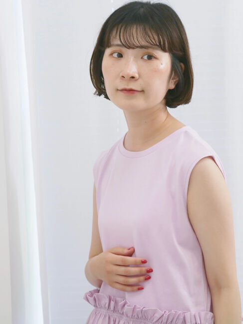 Samansa Mos2 blue「◎【接触冷感】ドッキングノースリーブプルオーバー」|Tシャツ・カットソー|