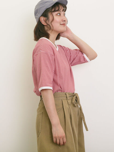 Samansa Mos2「◎ラウンドヘムボーダーカットソー」|Tシャツ・カットソー|