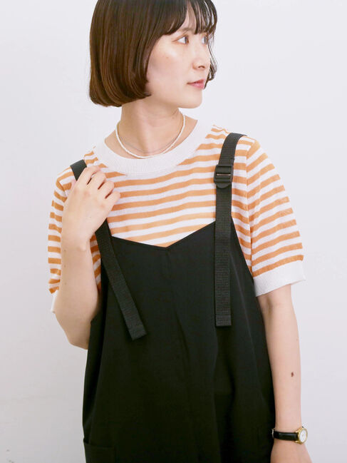 Samansa Mos2 blue「◎ボーダーニットプルオーバー」|ニット・セーター|