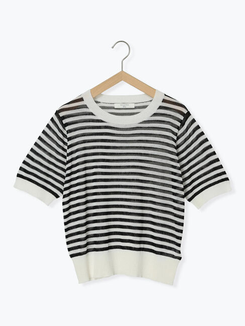 Samansa Mos2 blue「◎ボーダーニットプルオーバー」|ニット・セーター|