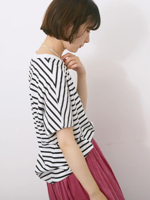 Samansa Mos2 blue「【USAコットン】アソートフレンチスリーブTシャツ」|Tシャツ・カットソー|