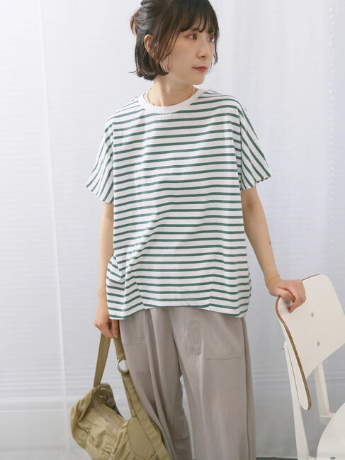 Samansa Mos2 blue「【USAコットン】アソートフレンチスリーブTシャツ」|Tシャツ・カットソー|