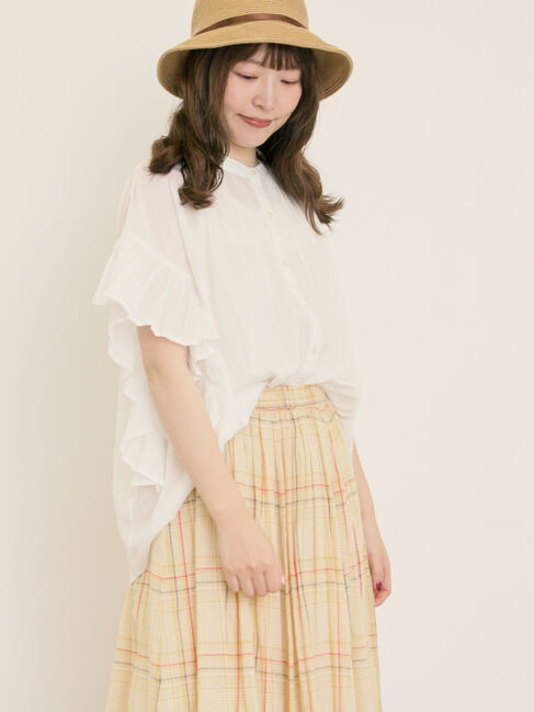 Samansa Mos2「インド柄アソート袖フリルブラウス」|シャツ・ブラウス|