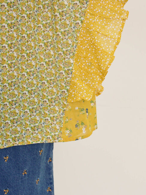 Samansa Mos2「インド柄アソート袖フリルブラウス」|シャツ・ブラウス|