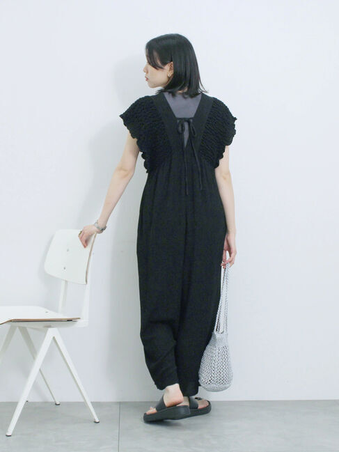 Samansa Mos2 blue「楊柳ワイドロンパース」|その他|