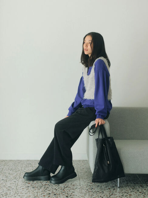 Samansa Mos2 blue「カットコールストレートパンツ」|その他|