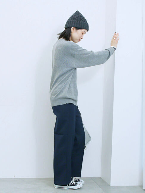 Samansa Mos2 blue「アソートロゴジャガードニットプルオーバー」|ニット・セーター|