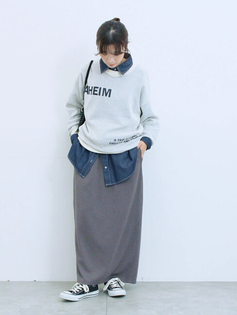 Samansa Mos2 blue「アソートロゴジャガードニットプルオーバー」|ニット・セーター|