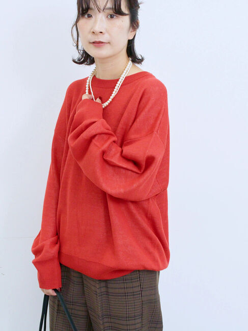 Samansa Mos2 blue「アソートロゴジャガードニットプルオーバー」|ニット・セーター|